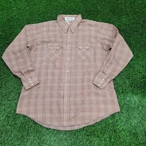 Vintage Dee Cee Brand Pearl Button Shirt XL 17 35 USA Permanent Press Sawtooth